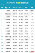 2022年6月厂商零售销量排行榜 比亚迪汽车销量